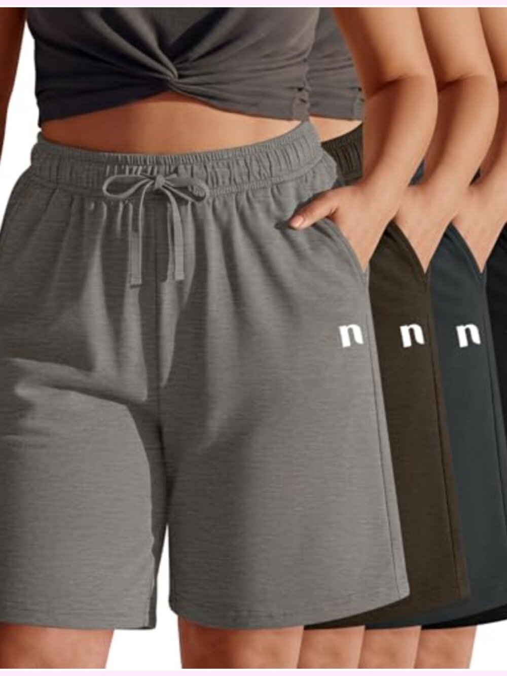 4 Pack Plus Size Bermuda Shorts High Waist Cotton Drawstring Athletic Shorts